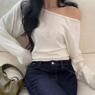 Luitel One Shoulder Viscose Loose Fit Long Sleeve Knit