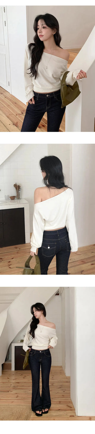 Luitel One Shoulder Viscose Loose Fit Long Sleeve Knit