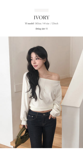 Luitel One Shoulder Viscose Loose Fit Long Sleeve Knit