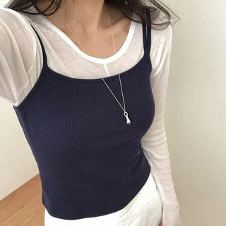 Odelve Double Strap Ribbed Cotton Sleeveless