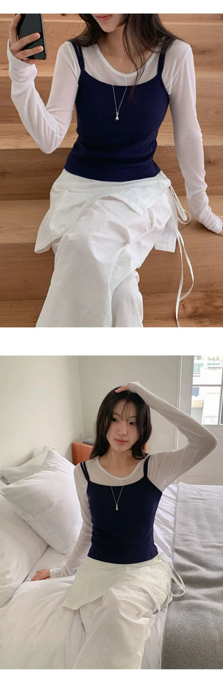 Odelve Double Strap Ribbed Cotton Sleeveless