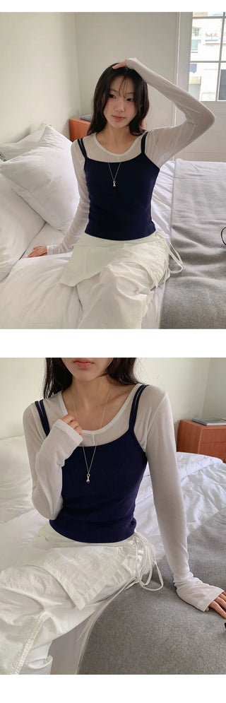 Cloe It Cutout See through U Neck Long Sleeve T Shirt
