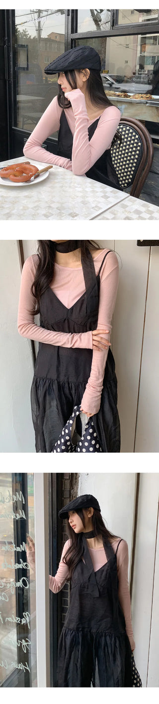 Cloe It Cutout See through U Neck Long Sleeve T Shirt