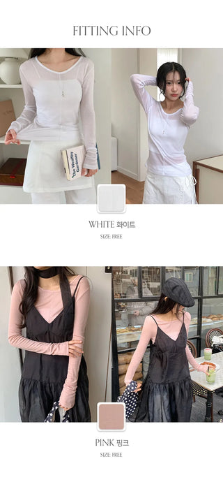 Cloe It Cutout See through U Neck Long Sleeve T Shirt