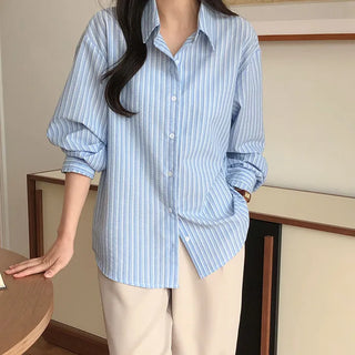 Sindive Seersucker Striped Long Sleeve Shirt