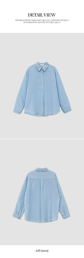 Sindive Seersucker Striped Long Sleeve Shirt