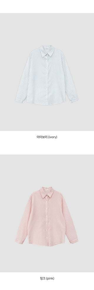 Sindive Seersucker Striped Long Sleeve Shirt