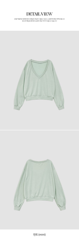 Roslyn Deep V Neck Loose Fit Long Sleeve Sweatshirt