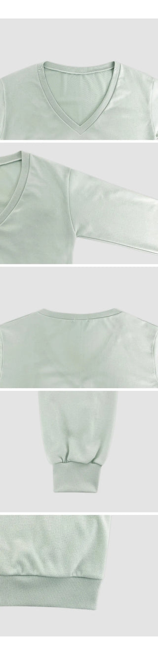 Roslyn Deep V Neck Loose Fit Long Sleeve Sweatshirt