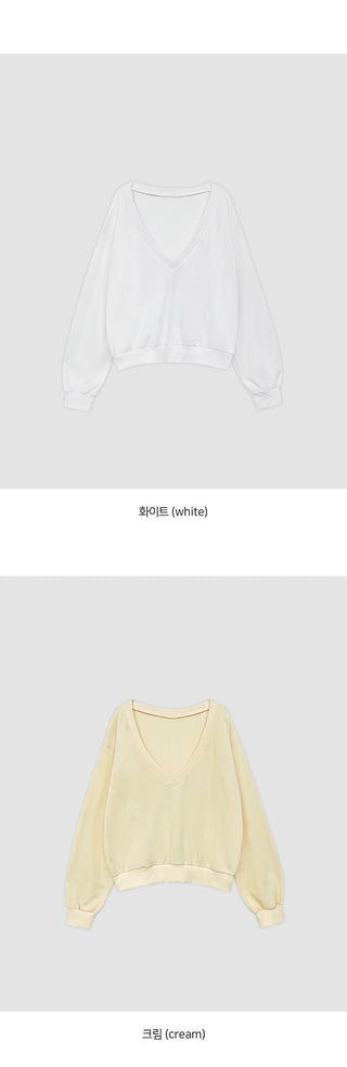 Roslyn Deep V Neck Loose Fit Long Sleeve Sweatshirt
