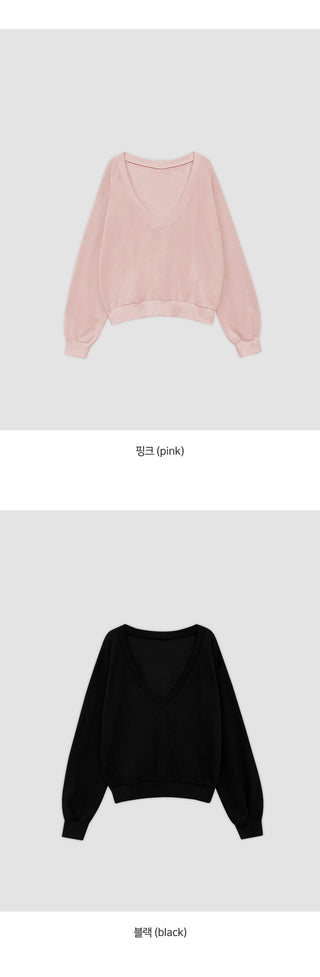 Roslyn Deep V Neck Loose Fit Long Sleeve Sweatshirt