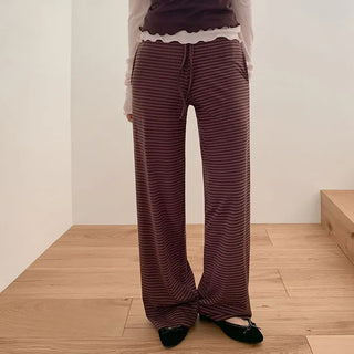 Rudeo Striped Elastic Wide Pants