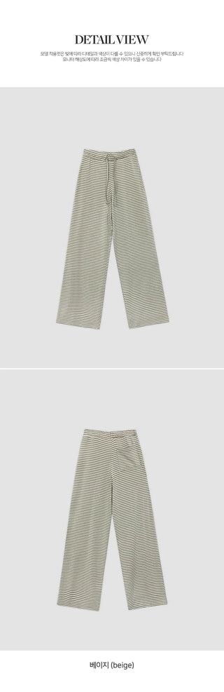 Rudeo Striped Elastic Wide Pants