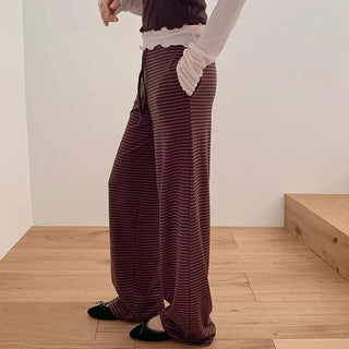 Rudeo Striped Elastic Wide Pants
