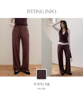 Rudeo Striped Elastic Wide Pants