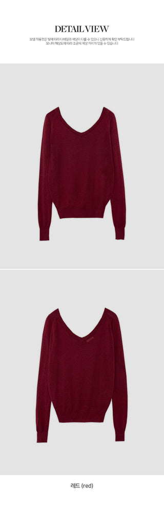 Solite Reversible Deep V Neck Raglan Long Sleeve Wool Knit