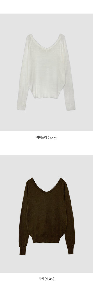 Solite Reversible Deep V Neck Raglan Long Sleeve Wool Knit