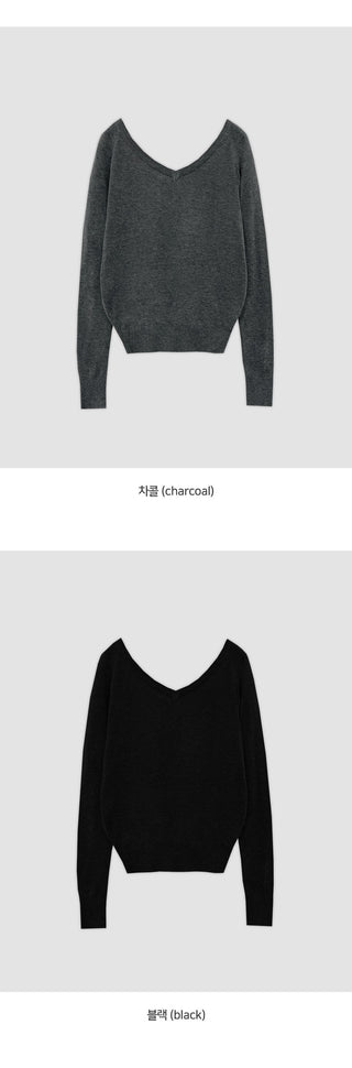 Solite Reversible Deep V Neck Raglan Long Sleeve Wool Knit