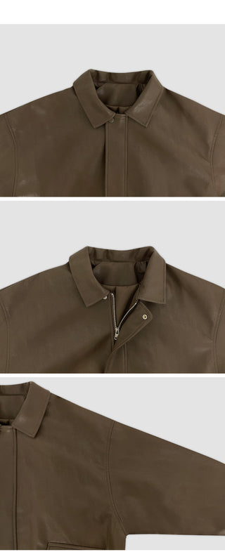 Werti Oversized Elastic Leather Jacket