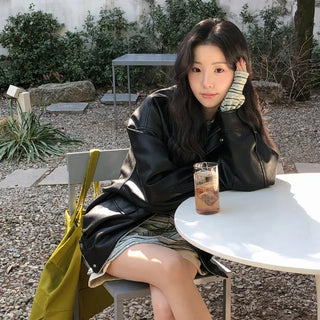 Werti Oversized Elastic Leather Jacket