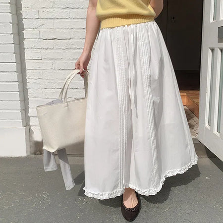 Robena Pintuck Frill Elastic Waist Long Skirt