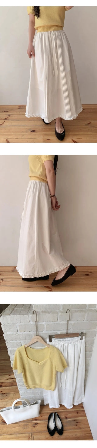 Robena Pintuck Frill Elastic Waist Long Skirt