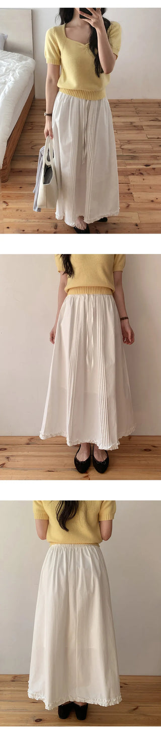 Robena Pintuck Frill Elastic Waist Long Skirt