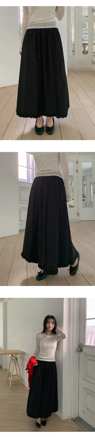 Robena Pintuck Frill Elastic Waist Long Skirt