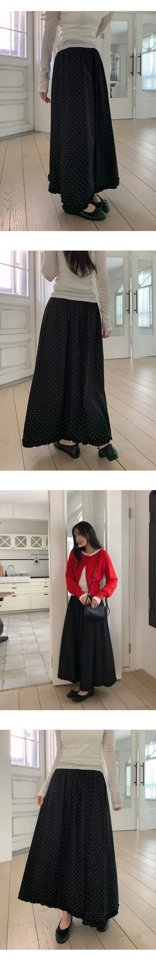Robena Pintuck Frill Elastic Waist Long Skirt