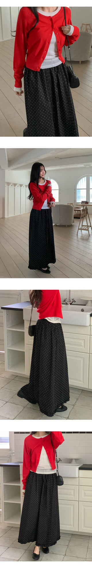 Robena Pintuck Frill Elastic Waist Long Skirt