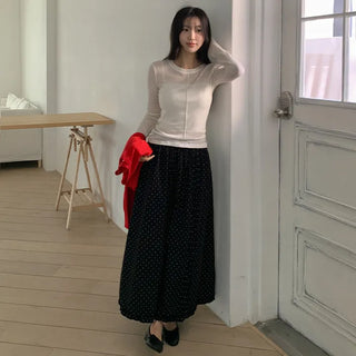Robena Pintuck Frill Elastic Waist Long Skirt
