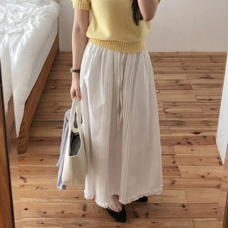 Robena Pintuck Frill Elastic Waist Long Skirt