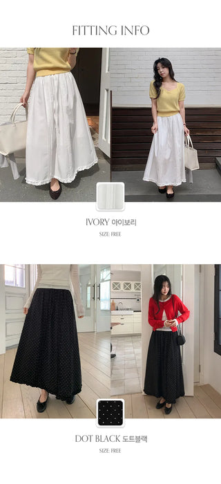 Robena Pintuck Frill Elastic Waist Long Skirt