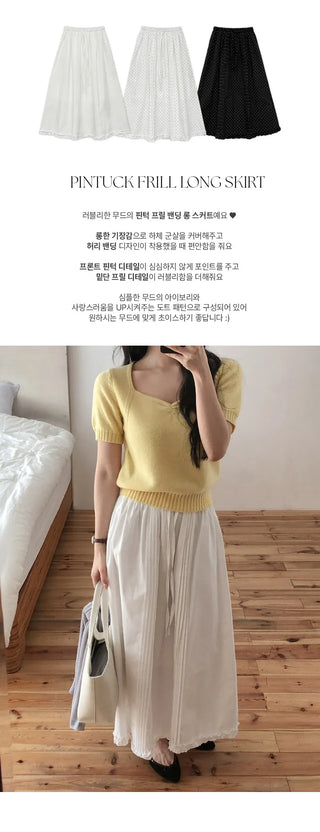 Robena Pintuck Frill Elastic Waist Long Skirt