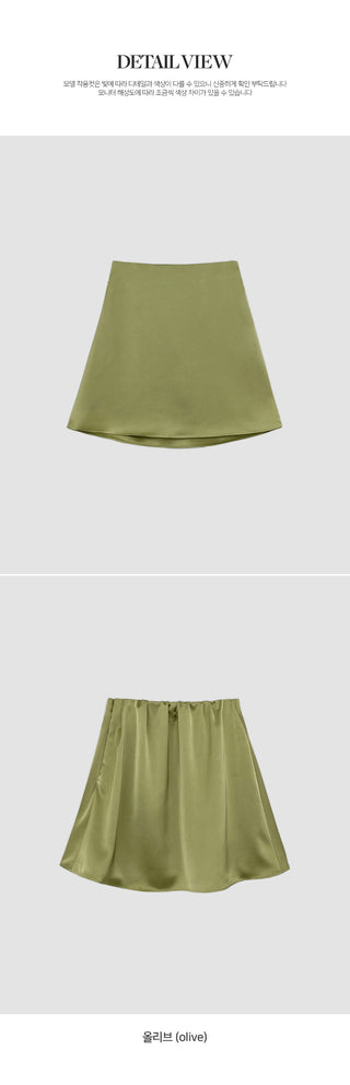 Lohena Satin A line Back Elastic Mini Skirt