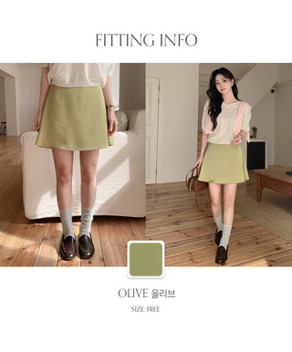 Lohena Satin A line Back Elastic Mini Skirt