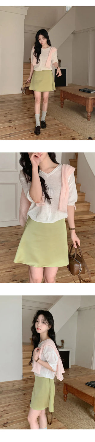 Mohadin V neck Loose Fit Short Sleeve Knit