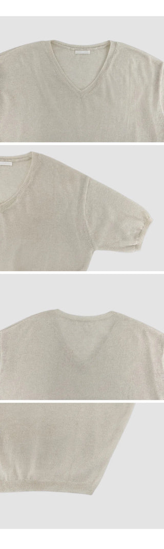 Mohadin V neck Loose Fit Short Sleeve Knit