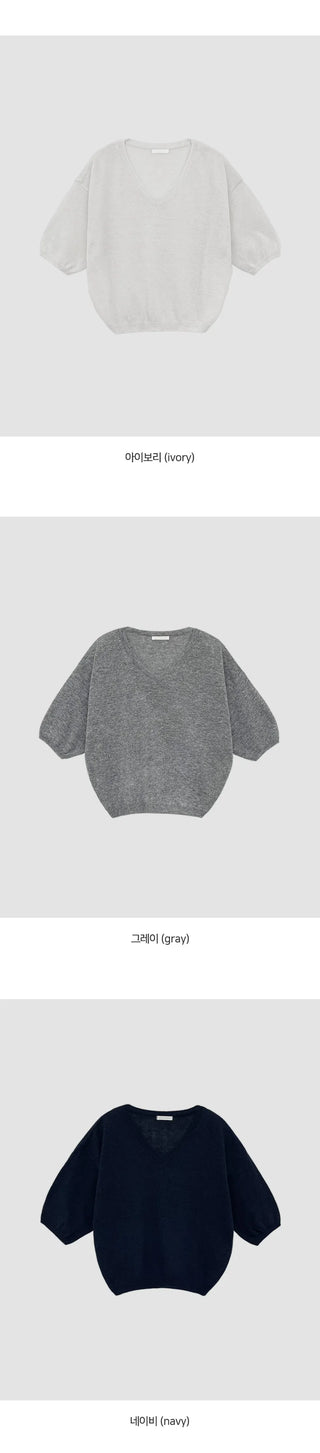 Mohadin V neck Loose Fit Short Sleeve Knit