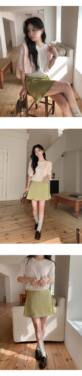 Mohadin V neck Loose Fit Short Sleeve Knit