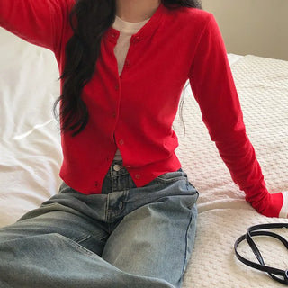 Vains Basic Round Long Sleeve Cardigan