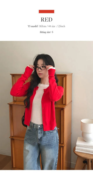 Vains Basic Round Long Sleeve Cardigan