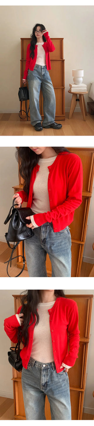 Vains Basic Round Long Sleeve Cardigan