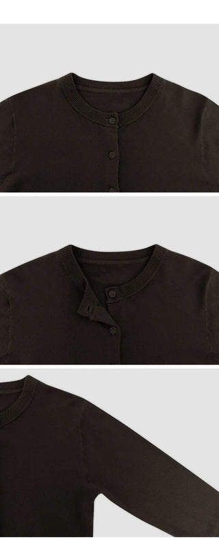 Vains Basic Round Long Sleeve Cardigan