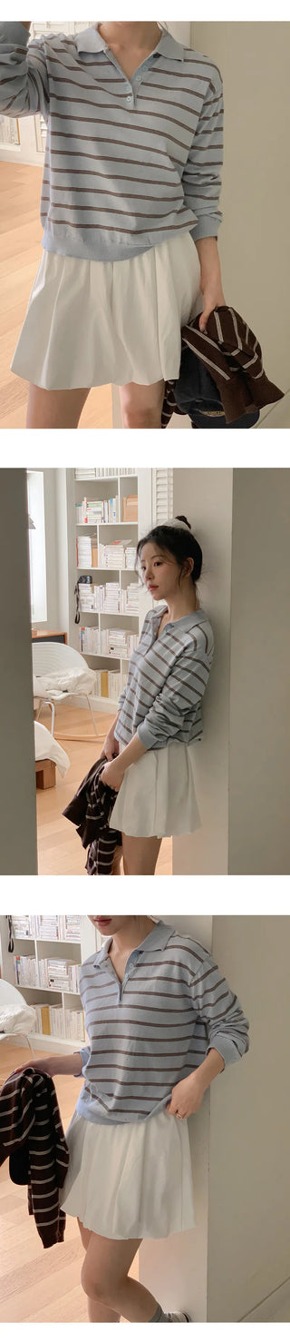 Sehiron Striped Collar Rugby Knit