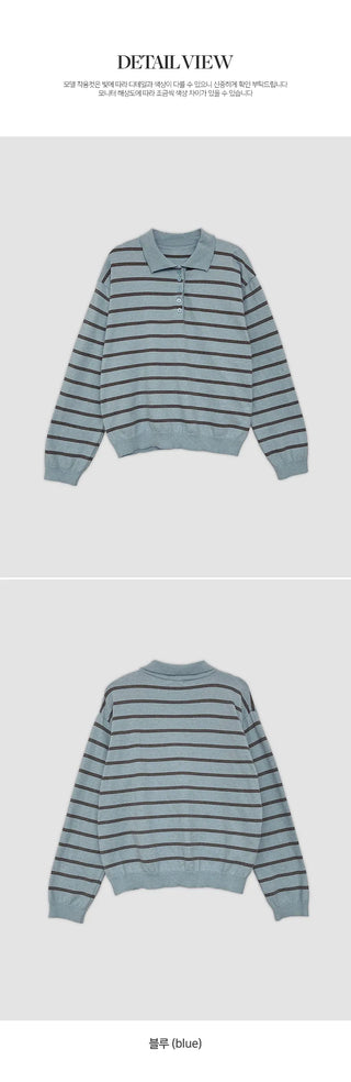 Sehiron Striped Collar Rugby Knit