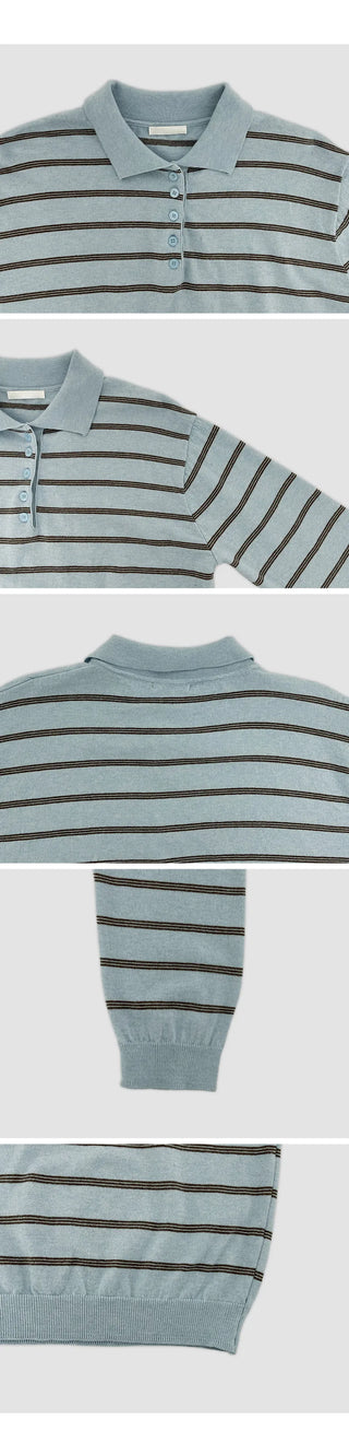 Sehiron Striped Collar Rugby Knit