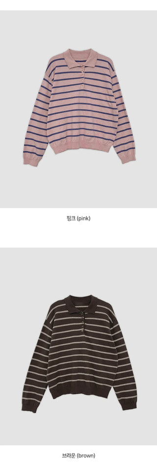 Sehiron Striped Collar Rugby Knit