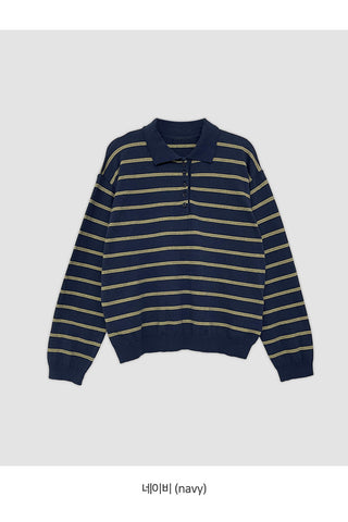 Sehiron Striped Collar Rugby Knit