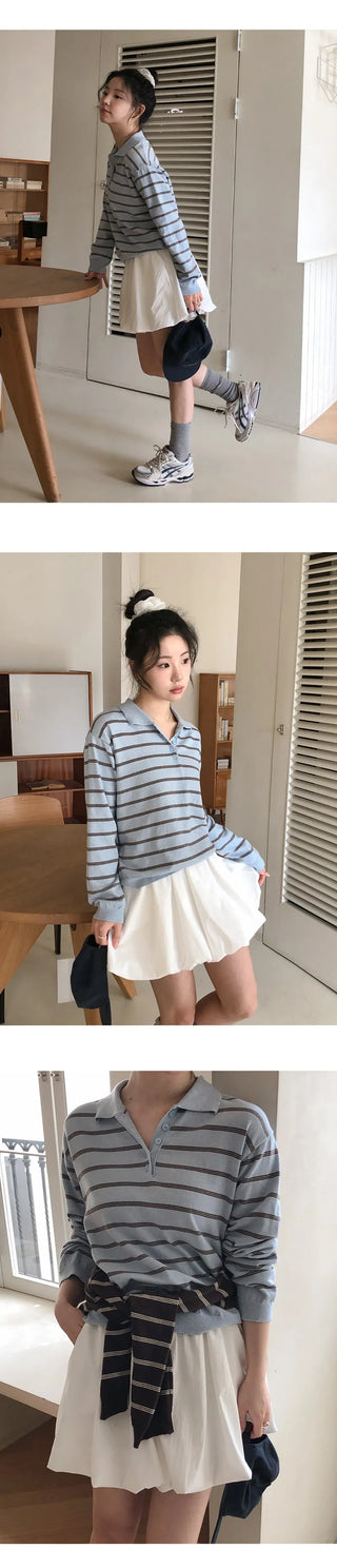 Sehiron Striped Collar Rugby Knit